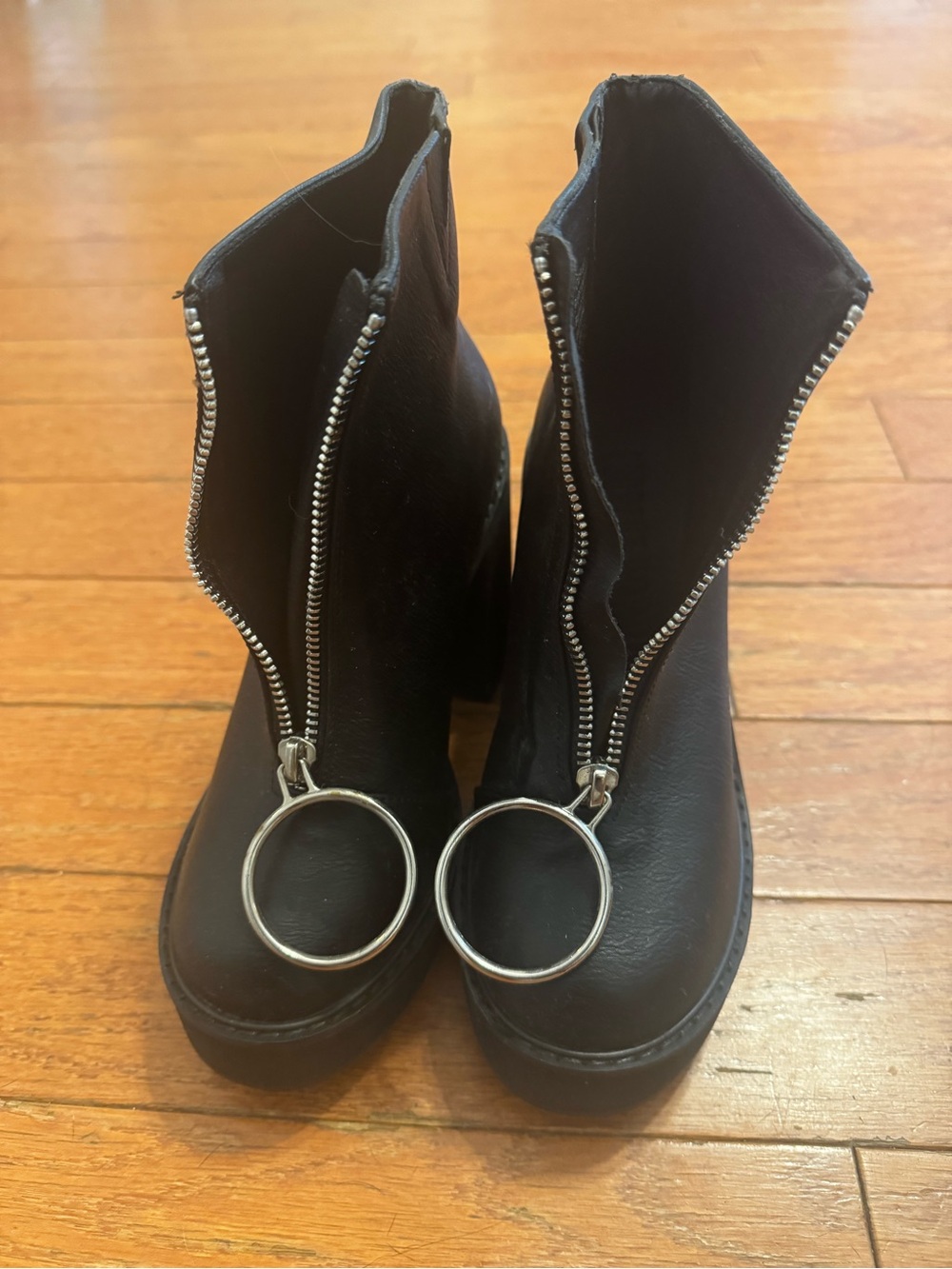 Current Mood Black Ring-Zip Ankle Boots